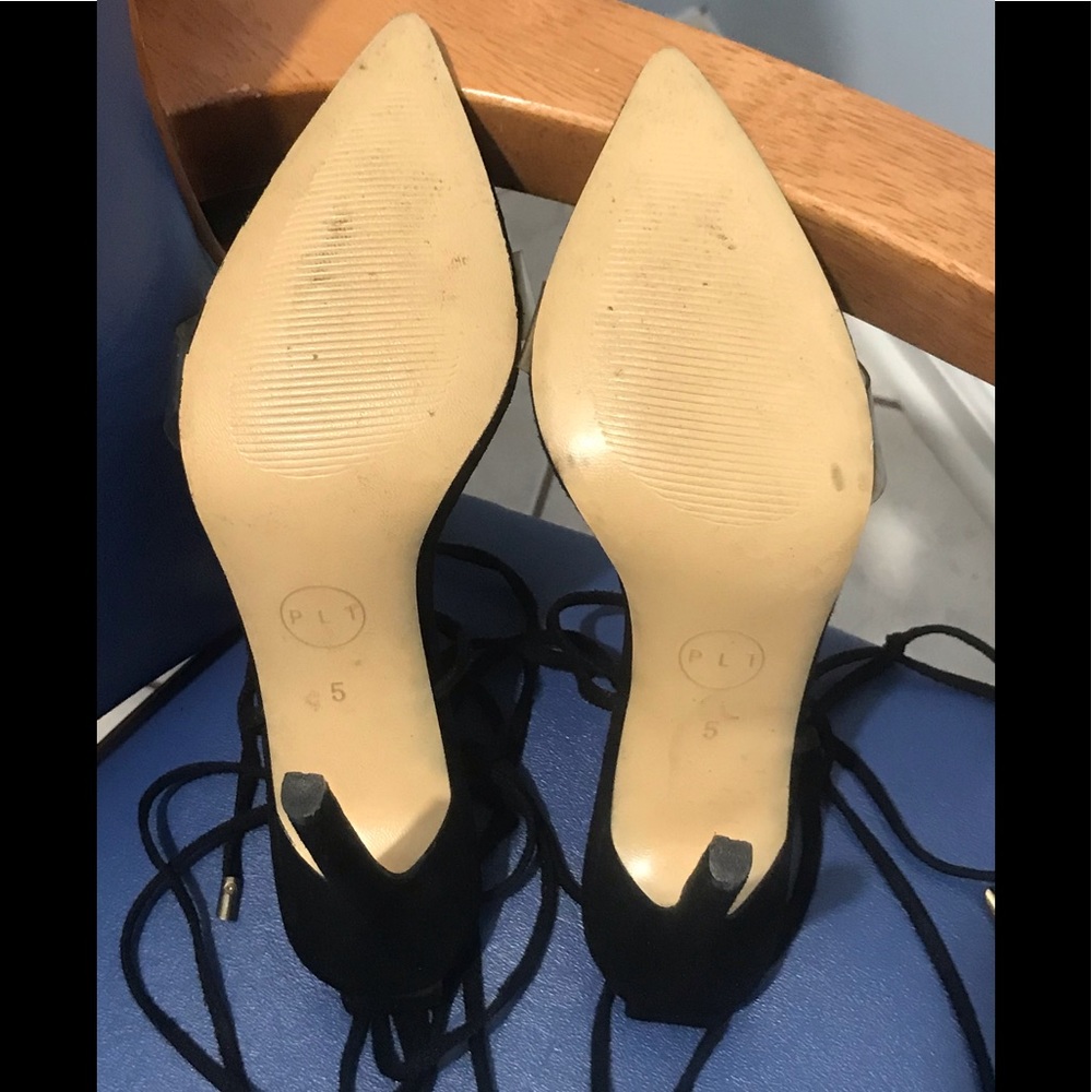 PLT suede/clear strap pointed lace-up stilettos - Picture 12 of 16